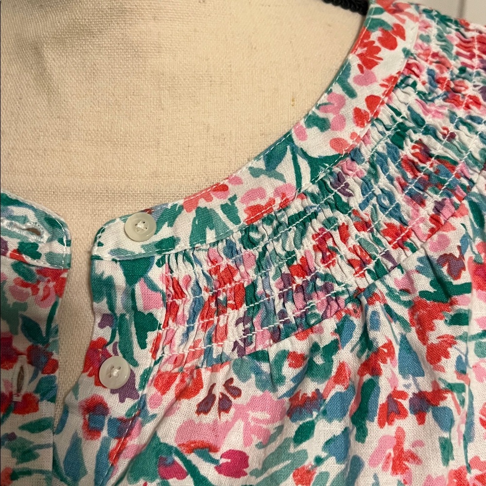 NWT, J.CREW FLORAL, SHORT SLEEVE TOP, COTTON/LINEN SIZE L - Picture 5 of 10